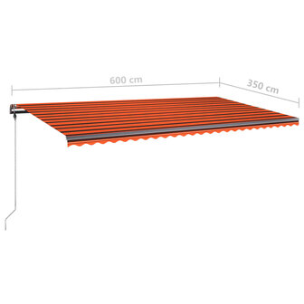 Luifel handmatig uittrekbaar met LED 600x350 cm oranje en bruin 11