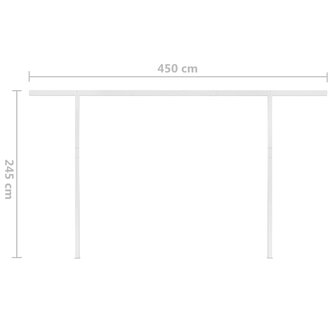 Luifel handmatig uittrekbaar met palen 5x3 m cr&egrave;mekleurig 11