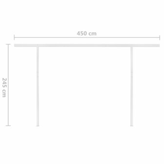 Luifel handmatig uittrekbaar met LED 5x3 m cr&egrave;mekleurig 11