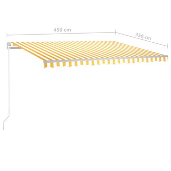 Luifel handmatig uittrekbaar met LED 4,5x3,5 m geel en wit 10