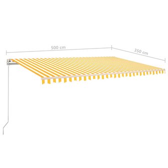 Luifel handmatig uittrekbaar met LED 5x3,5 m geel en wit 10