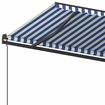 Luifel handmatig uittrekbaar met palen 6x3,5 m blauw en wit 6