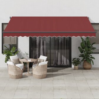 Luifel handmatig uittrekbaar 450x350 cm bordeauxrood 1