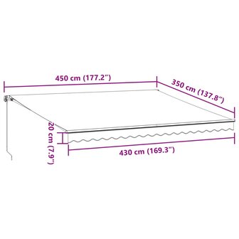 Luifel handmatig uittrekbaar 450x350 cm bordeauxrood 9