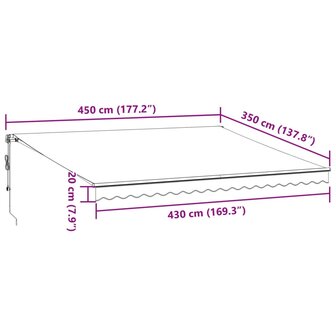 Luifel handmatig uittrekbaar en LED 450x350 cm antraciet en wit 11