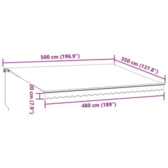 Luifel handmatig uittrekbaar en LED 500x350 cm antraciet en wit 11