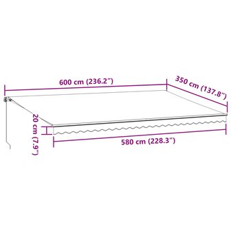 Luifel handmatig uittrekbaar 600x350 cm antraciet en wit 9