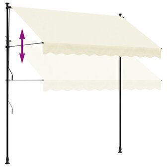 Luifel uittrekbaar 250x150 cm stof en staal cr&egrave;mekleurig 7