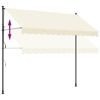 Luifel uittrekbaar 300x150 cm stof en staal cr&egrave;mekleurig 7