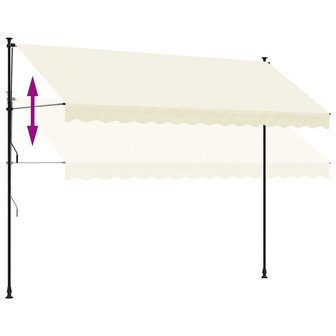 Luifel uittrekbaar 350x150 cm stof en staal cr&egrave;mekleurig 7