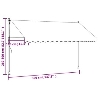 Luifel uittrekbaar 350x150 cm stof en staal cr&egrave;mekleurig 11