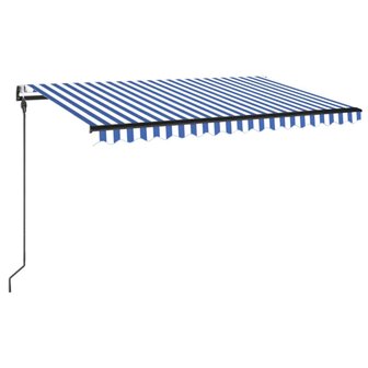 Luifel automatisch met LED en windsensor 450x300 cm blauw wit 2