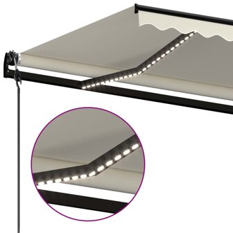 Luifel automatisch met LED en windsensor 450x300 cm cr&egrave;mekleur 5