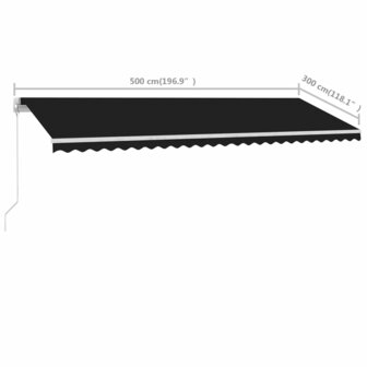 Luifel vrijstaand handmatig uittrekbaar 500x300 cm antraciet 10