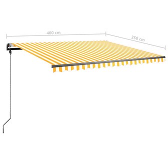 Luifel vrijstaand handmatig uittrekbaar 400x350 cm geel en wit 12