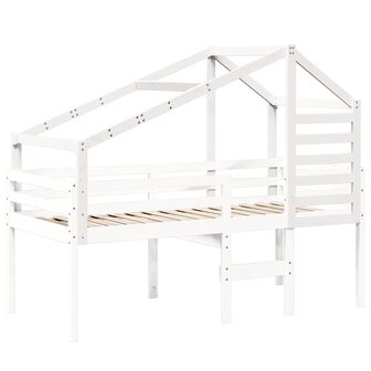 Kinderbedhuisje 188x97x113 cm massief grenenhout wit 3