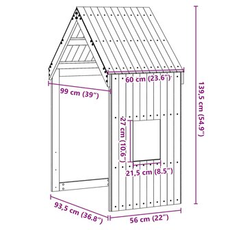 Kinderbedhuisje 60x99x139,5 cm massief grenenhout 9