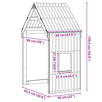 Kinderbedhuisje 60x99x139,5 cm massief grenenhout wit 9