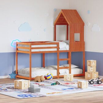 Kinderbedhuisje 60x99x139,5 cm massief grenenhout wasbruin 1