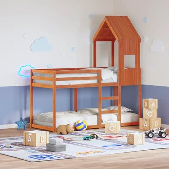 Kinderbedhuisje 55x99x139,5 cm massief grenenhout wasbruin 1