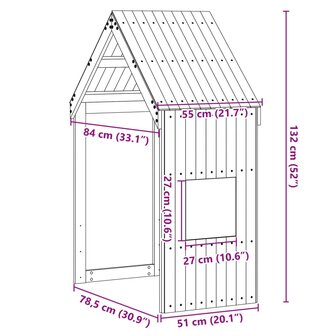 Kinderbedhuisje 55x84x132 cm massief grenenhout 9