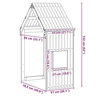 Kinderbedhuisje 55x84x132 cm massief grenenhout wit 9