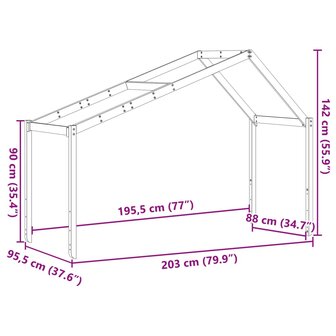 Kinderbedhuisje 203x95,5x142 cm massief grenenhout 9