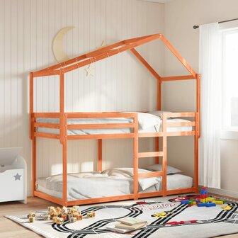 Kinderbedhuisje 203x95,5x142 cm massief grenenhout wasbruin 1