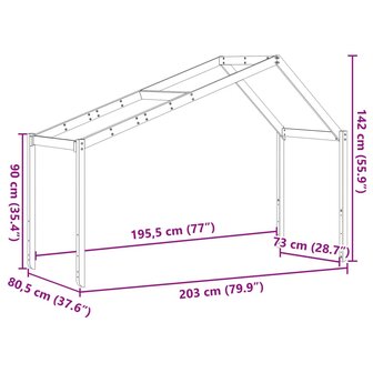 Kinderbedhuisje 203x80,5x142 cm massief grenenhout wit 9