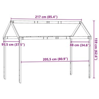 Kinderbedhuisje 217x95,5x159 cm massief grenenhout 9