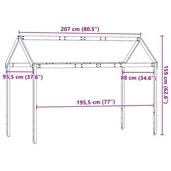 Kinderbedhuisje 207x95,5x159 cm massief grenenhout 9