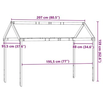 Kinderbedhuisje 207x95,5x159 cm massief grenenhout wasbruin 9