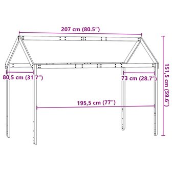 Kinderbedhuisje 207x80,5x151,5 cm massief grenenhout wit 9