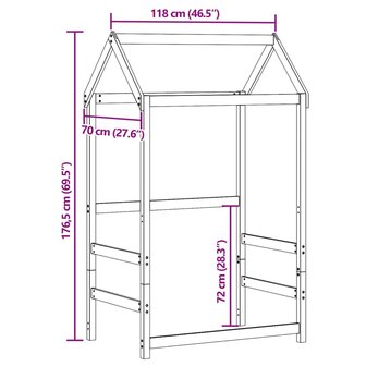 Kinderbedhuisje 118x70x176,5 cm massief grenenhout wasbruin 9