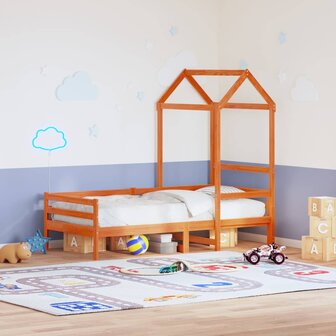 Kinderbedhuisje 108x70x176,5 cm massief grenenhout wasbruin 1