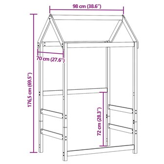 Kinderbedhuisje 98x70x176,5 cm massief grenenhout 9