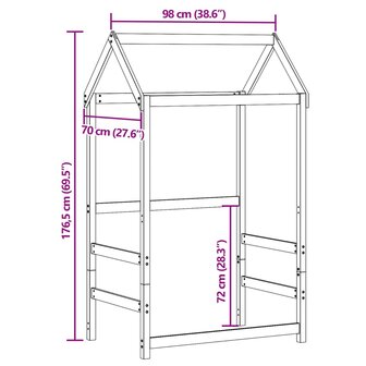 Kinderbedhuisje 98x70x176,5 cm massief grenenhout wit 9