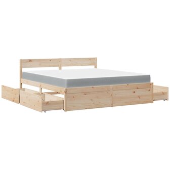 Bed met lades en matras massief grenenhout 180x200 cm 11