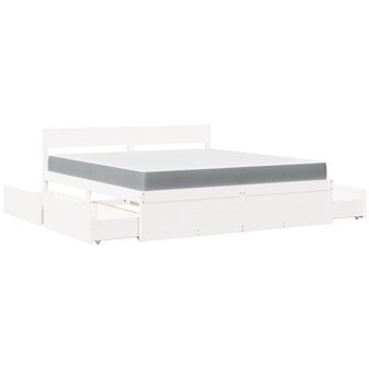 Bed met lades en matras massief grenenhout wit 180x200 cm 11