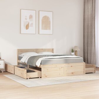 Bed met lades en matras massief grenenhout 160x200 cm 3