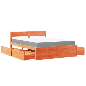 Bed met lades en matras massief grenenhout wasbruin 160x200 cm 11