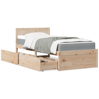 Bed met lades en matras massief grenenhout 90x200 cm 1