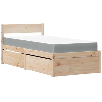 Bed met lades en matras massief grenenhout 90x200 cm 2