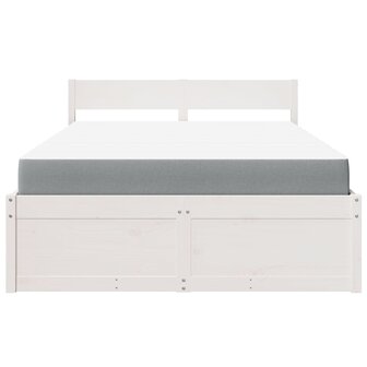 Bed met lades en matras massief grenenhout wit 140x190 cm 4