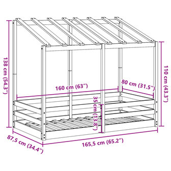 Kinderbed met bedhuis 80x160 cm massief grenenhout wasbruin 9