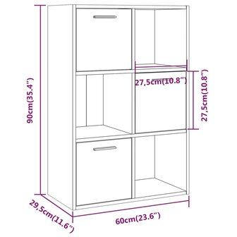 Opbergkast 60x29,5x90 cm grijs sonoma eikenkleurig 9