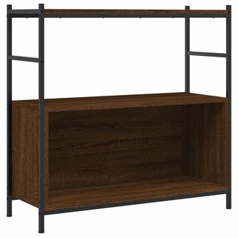 Boekenrek 80x30x78,5 cm bewerkt hout en ijzer bruin eikenkleur 2