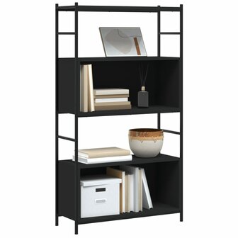 Boekenrek 80x30x145,5 cm bewerkt hout en ijzer zwart 3