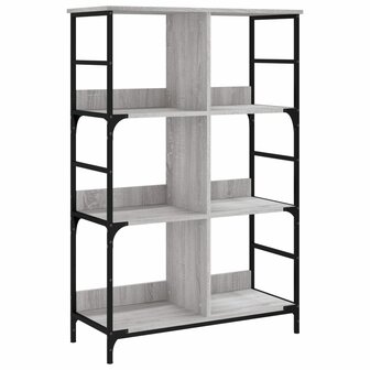 Boekenrek 78,5x33x117,5 cm bewerkt hout grijs sonoma eikenkleur 2