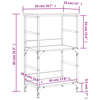 Boekenrek 50x33x82 cm bewerkt hout gerookt eikenkleurig 9